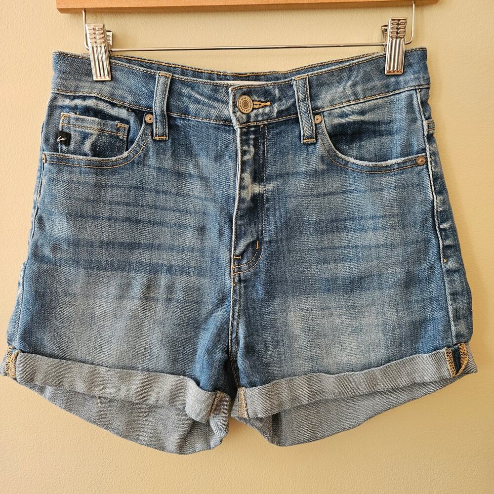 KanCan Women's Denim Shorts Size Medium Cuffed Mid Rise Distressed